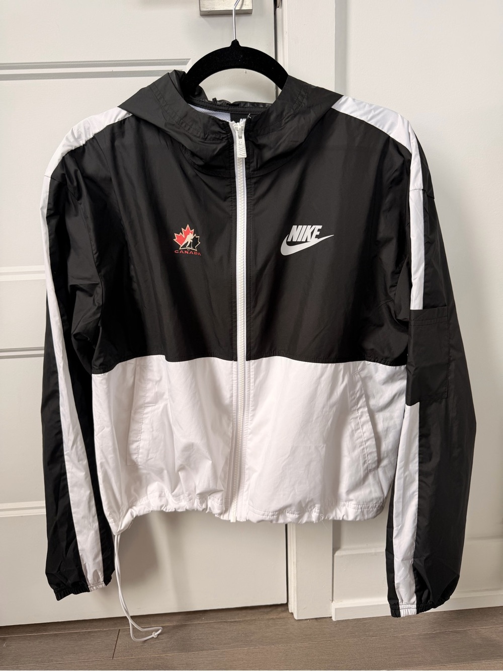 Nike Black and White Colorblock Windbreaker X Hockey Canada